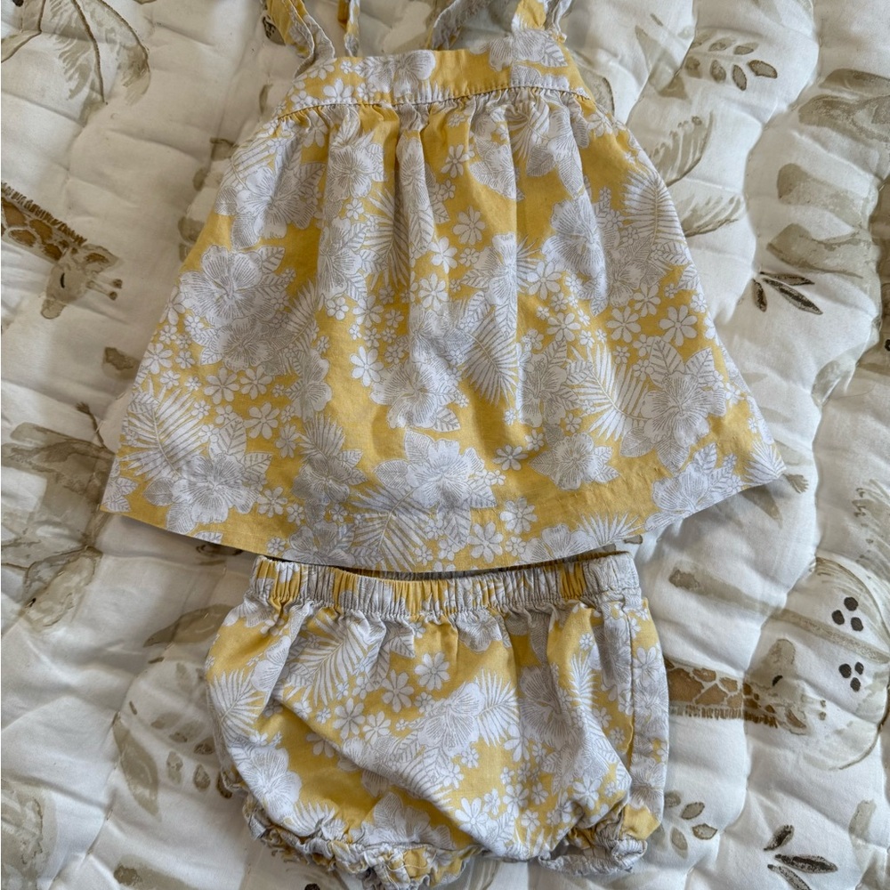 Janie and Jack Yellow and White Floral Dress Set